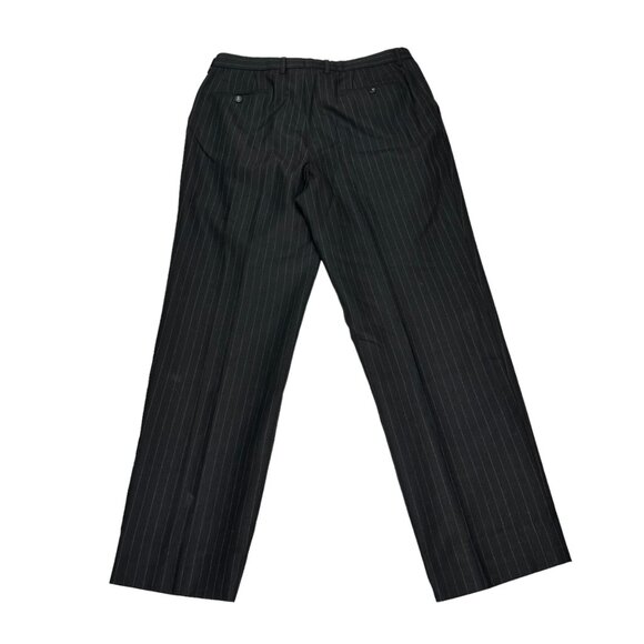 Mens Trousers England Tasmanian Wool Cashmere Black Pinstripe Pants Work - Picture 12 of 16